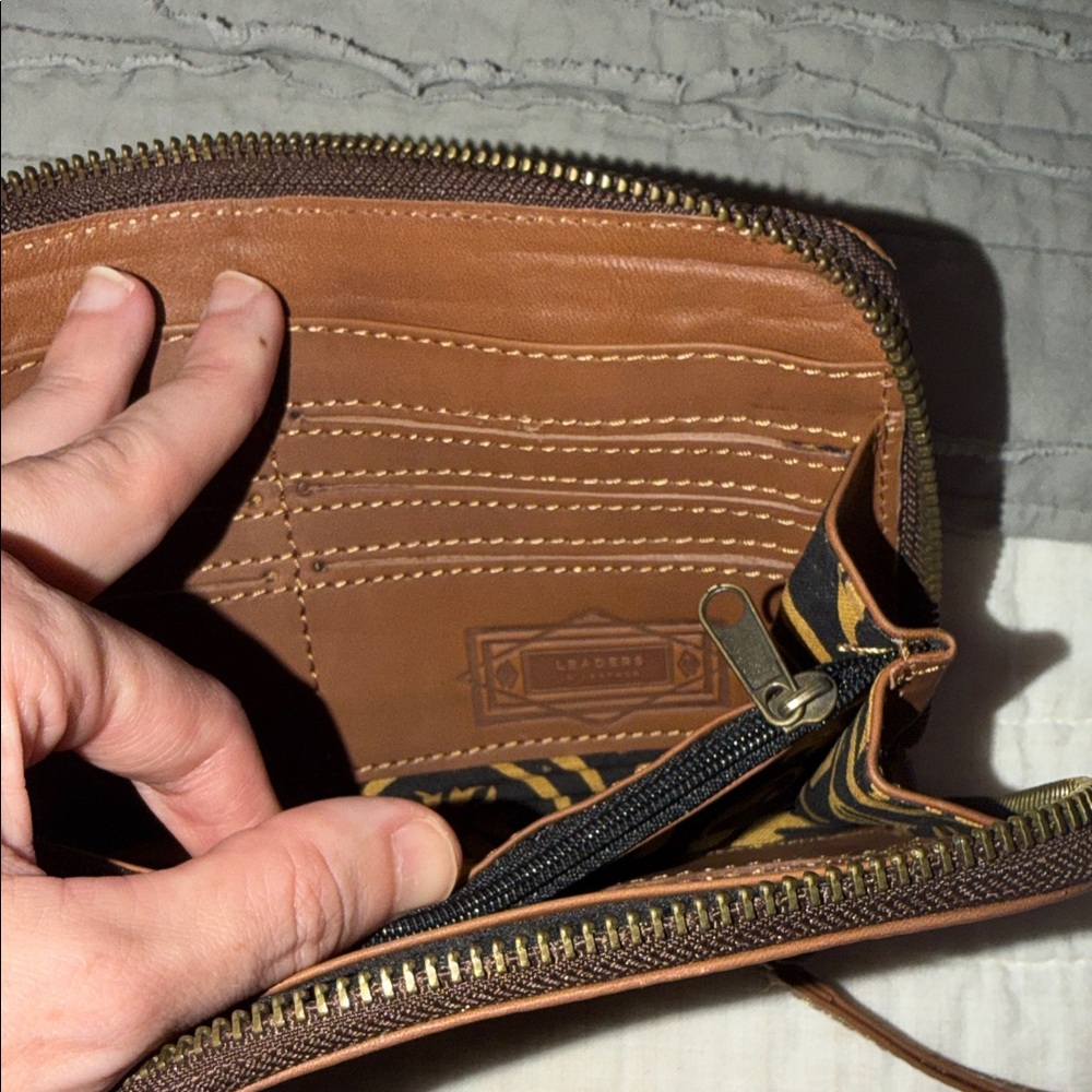 Tan Embossed Leather Wristlet - Picture 2 of 3